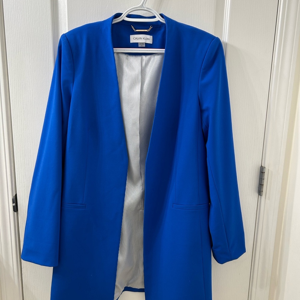 Calvin Klein Royal Blue Open Front Blazer